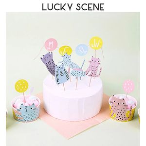 7st Cat Dog Cake Card Birthday Party Flag Decoration Spot Pet Supplies Topper S01211 240407