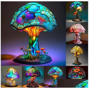 Oggetti decorativi Figurine Retrò Serie di piante vetrate Serie da tavolo Lampade colorf Flowroom Creative Night Lampada camera da letto Dhoyk Dhoyk