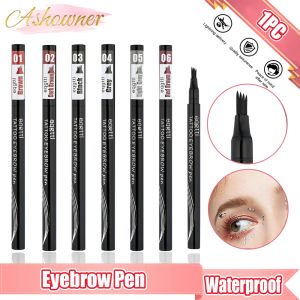 Machine ASHOWNER 1PC 4Claw Eyebrow Pencil Women Makeup Waterproof Brown Eye Brow Tattoo Dye Tint Pen Liner Long Lasting Eyebrow