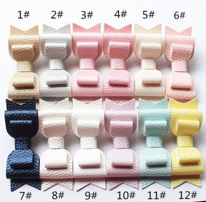 NEW 30 pcs 3 Levels Hair Bows New Prince Baby Girls Hair Clips with Faux Glitter Litchi Stria Leather Hair Grip Stripe Pink Hairpi7553790