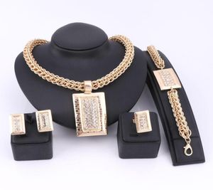 whole Bridal Gift Nigerian Wedding African Beads Jewelry Set Fashion Dubai Crystal Jewelry Costume Design Rectangle Necklace6256092