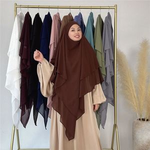 Ramadan Eid Muslim Abaya Overhead Hijab Headscarf Frauen 3 Schichten Langer Khimar -Kaftan -Islam -Gebetskleidungsstück Arabisch Kopfschmuck Niqab240403