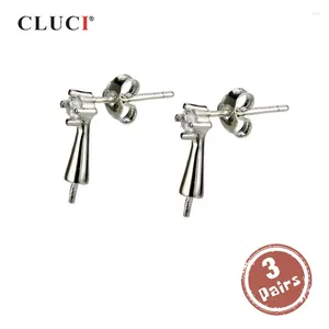 Stud Earrings CLUCI 3 Pair Wholesale 925 Sterling Silver Jewelry Pearl Mounting For Women SE025SB