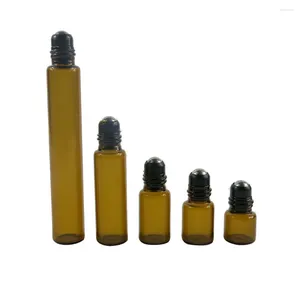 Bottiglie di stoccaggio 360pcs 1 ml 2ml 3 ml 5 ml 10 ml rotolo vuoto su bottiglia piccolo profumo di vetro ambra il rullo olio essenziale all'ingrosso