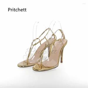 Kleiderschuhe Gold Armband Transparent Stiletto Frauen Sandalen Mode prägnant Clip Zehen High Heels Party Büro Hochzeit Hochzeit