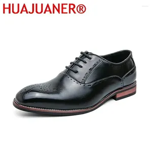 Casual Shoes Fashion Leather Flats Mens British Brogue Dress Elegantes Business Oxford For Men Wedding Party Loafers