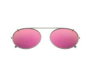 Polarisierte runde Clip auf Sonnenbrille Unisex Pink Beschichtspiegel Sonnenbrillen Fahren Metall Oval Schattenclip auf Gläser UV4003726299