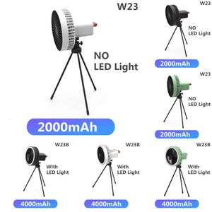 Multifunktion Portable Electric Camping Fan Rechargeble Desktop stativ Stativ Kyltakfläkt med LED utomhusdroppshippning