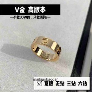 Anéis de jóias de ponta para mulheres Carter V Gold grossa de espessura 18k Love Wide Diamond Free Three Diamond Ring Fashion Ring Original 1: 1 com logotipo real