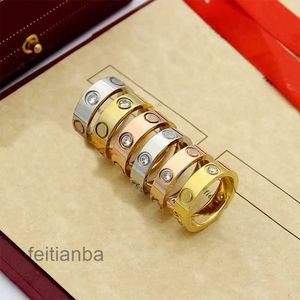 202318k gold-plated luxury crystal Wedding Ring eternal love men and women wedding ring designer high-quality stainless steel ring