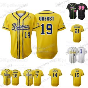 Jersey de beisebol de bananas Eric Jones Noah Bridges Noah Niznik Adam Virant Zack Phillips Tyler Gillum Reese Alexiades Ryan Cox Kyle Luigs Jackson Olson Eric Jones