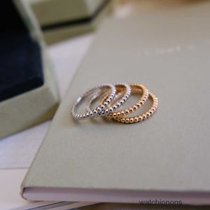 Üst düzey lüks yüzük S925 Yüksek Versiyon Vancllef Bead Ring Kadınlar için 18K Gül Altın CNC Zarif Heykel Katmanlı Yuvarlak Takı