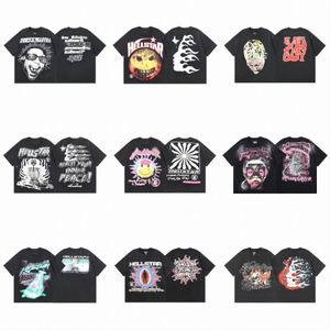 Дизайнер рубашки Hellstar T -Fry Mens Женщины повседневная рубашка одежда уличная граффити для надписи одежды Tees v4pl#