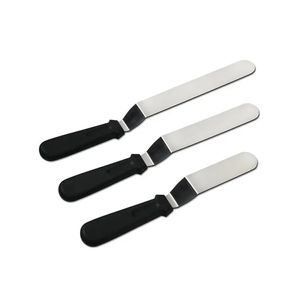 Color Boxed Stainless Steel Cake Spatula Three-Piece Set Baking Curved Kiss Knife Cream Spatula 240407