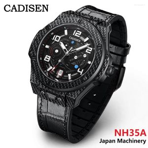 Armbandsur Cadisen Mechanical Watch Men Sports 100m vattentät safir Arvur Luxury Japan NH35A Kolcellulosa Automatic