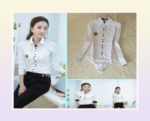 Fashion Women Body Shirt Long Sleeve Peter Pan Collar Blouses Ladies OL Bodysuit Plus Size Blusas Cardigan Women Tops256r4265290