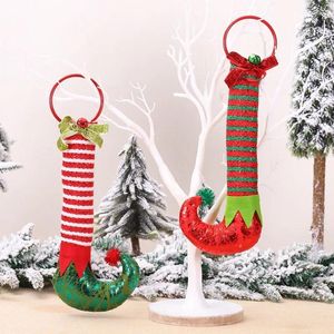 Christmas Decorations Elf Feet Iron Hoop Door Hanging Bell Holiday Home Boots Ring Ornaments