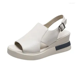 Scarpe casual in pelle sandali da donna sandals estate 2024 cuneo per donna spiaggia signore neri sbirciati sandalias mujer plus size