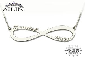 Ailin Personalized Infinity Necklace Twame Necklace Silver Infinity Nome Collana Love non ha fine Gioielli Gioielli Gioielli Gift J7679211