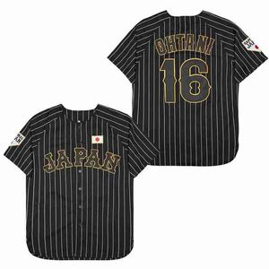 BG Baseball Jersey Japan 16 Ohtani Maglie da cucire ricami di alta qualità Sport di alta qualità Outdoor Black White Stripe World 240412