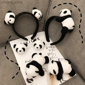 Headbands Cute Panda Doll Headband Headdress Wash Face Hair Card Hair Clip Hairband Hair Loop Children Adult Hair Accessories Women Y240417