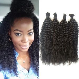 Bulks Malaysian Bulk Human Hair No Attachment Afro Kinky Curly Bulk Hair for Braiding 4 Bundles FDSHINE