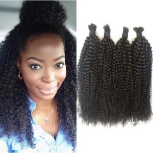 Bulk Malaysian Bulk Human Hair Nessun attaccamento Afro Ricky Curly Bulk Hair per intrecciare 4 fasci Fdshine