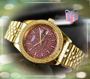 Mens Three Stiches Automatic Watches Women Sapphire Glass 40MM Japan Quartz Movement Day Date Shiny Starry Diamonds Ring Lady Wristwatch First Star Choice Gifts