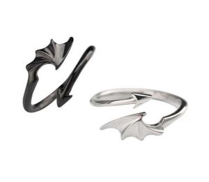 INS BLACK and White Angel Devil Wing Couple Couple Wedding Ring Men and Women Simple Design Simple Design Open Ring Romantic Valentine039S Day Gift 4016370