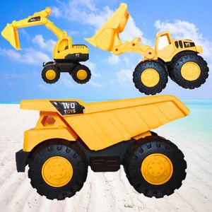 Medium-sized Engineering Vehicle Set Excavator Engineering Vehicle Bulldozer Set Boy Beach Toy Sliding Toy Car Strong And Fall-r 240407