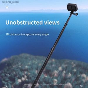 Селфи моноподы Telesin 118/3M Ultra Long Monopod Mount Mount Carbon Fiber Selfie Stick для GoPro Hero 10 9 8 7 6 5 Max Insta360 Osmo Action Camera Y240418