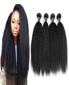 Ishow 8A Brazilian Virgin Hair 4 Bundles Kinky Straight Human Hair Extensions Coarse Yaki Straight for Women Girls All Ages Natura5420555