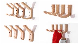 Creative Wooden Hooks Towel Coat Hat Hangers Oak Wood Wall Mounted Hooks Key Holder Storage Door Rack Organizer1239913