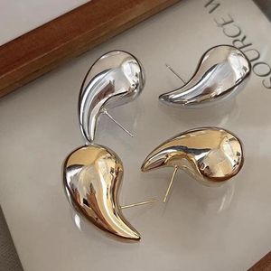 Vintage Gold Plated Chunky Dome Earrings For Women Glossy Thick Teardrop Earrings Dupes Lightweight Hoops Fashion jewelry