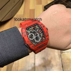 Desginer Mechanical Automatic Watch Top Quality Fulling Professional Red Mechanical Automatic Business Liedure Fiber Case Tape