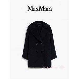 Женское пальто кашемировое дизайнерское пальто модное пальто Maxmaras Женское двойное шерстяное пальто темно-синее