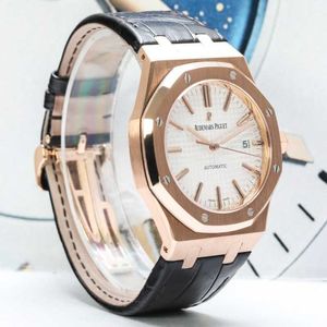 Designer Watch Luksusowe automatyczne zegarki mechaniczne 15400 MENS 41 Średnica Różowe Złoto Materiał Kalendarz Ruch na rękę