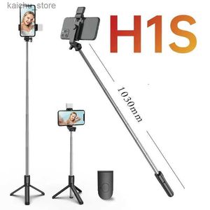 Selfie Monopods Składane mini statyw selfie Stick z wypełnieniem Light Bluetooth kompatybilny z Bluetooth zdalny migawka rozkładana drążka odpowiednia dla Huawei iPhone Y240418