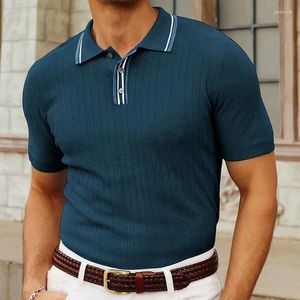 Men's Polos Old Money Aesthetic Polo Shirts Men Casual Slim Fit Knitting T Shirt Summer Mens Ice Silk Knitted Breathable Lapel