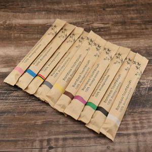 10 färger huvud bambu tandborste grossistmiljö trä regnbåge bambu tandborste oral vård mjuk borst wcw961 11 ll