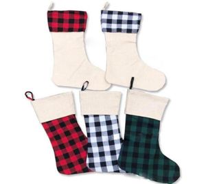 Schwarz weiß rote Plaid Weihnachtsstrumpf Weihnachtsbaumschmuck Dekoration Geschenktasche für Kinder Süßigkeiten Tasche Xmas Socken Anhänger EWF26019107446