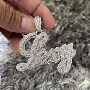 Ny ankomstdesign Hiphop Fine Jewelry Iced Out Sier Bling Zircon Custom 14k Plated Mossanite Name Pendant