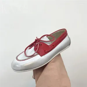 Casual Shoes Spring Summer Round Toe Women Flats äkta läder Lace-up Retro Koncise Single Small 2024