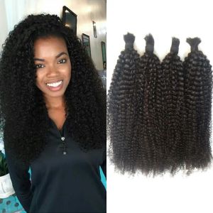 Bulks 100% Afro Kinky Bulk Human Hair 4 Bundles Cambodian Kinky Curly Hair Bulk for Braiding Can be Dyed FDshine