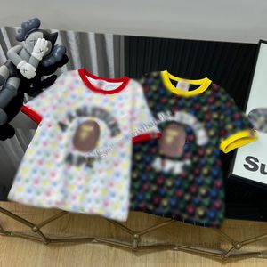 Kinder bunte Affen gedruckte T-Shirts Jungen Baumwolle Kurzarm Casual Tops Mädchen Designer Kleidung Sommer Kinder Cartoon Tees Z7767