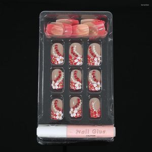 False Nails Wholesale- !24PCS Finished With 3D Rhinestone Decoration Fake Nail Art Tips For Lady/Women Manicure