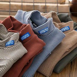 T-Shirts Kış Termal Erkek Giysileri Kış Stripe Tshirts Beltlanek Gençler Çocuk Kız Küleyleri Üstler Sıcak İç Çamaşırı Çocuk Giysileri