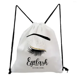 Shopping Bags Gift Book Bag Backpacks For Students Cute Girls Lashes Graphic Casual Trend Drawstring Pocket Eye Eyelash Fashion Cartoon