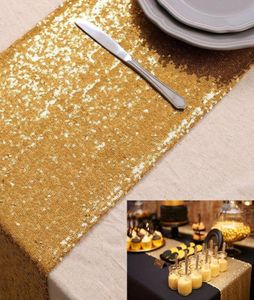 5PCSPACK Gold Sequin Cover Table 12x108 cala cekinowa cekinowa dla imprezy Dekoracja domu ślubnego 30 by 275CM9029756