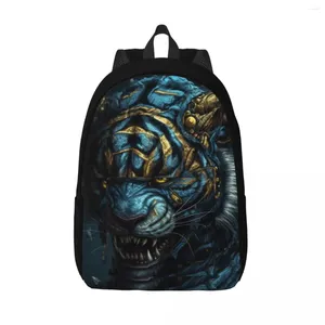 Ryggsäck tiger canvas ryggsäckar zombie porträtt ganska väskor mjuka väskor